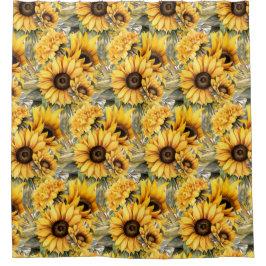 Cortina Para Box Rustic Country Americana Sunflower Shower Curtains