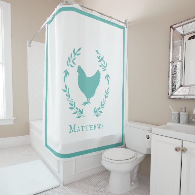 Cortina Para Box Rustic Modern Farmhouse Rooster com Chá (In Situ)