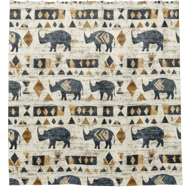 Cortina Para Box Rustic Rhino Tribal Pattern (1) (Frente)