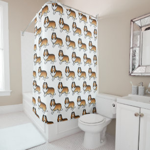 Cortina Para Box Sable Shetland Sheepdog Cartoon Dog Patterno