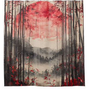 Cortina Para Box Sakura Lua de Sangue Tinta Lavada (1)