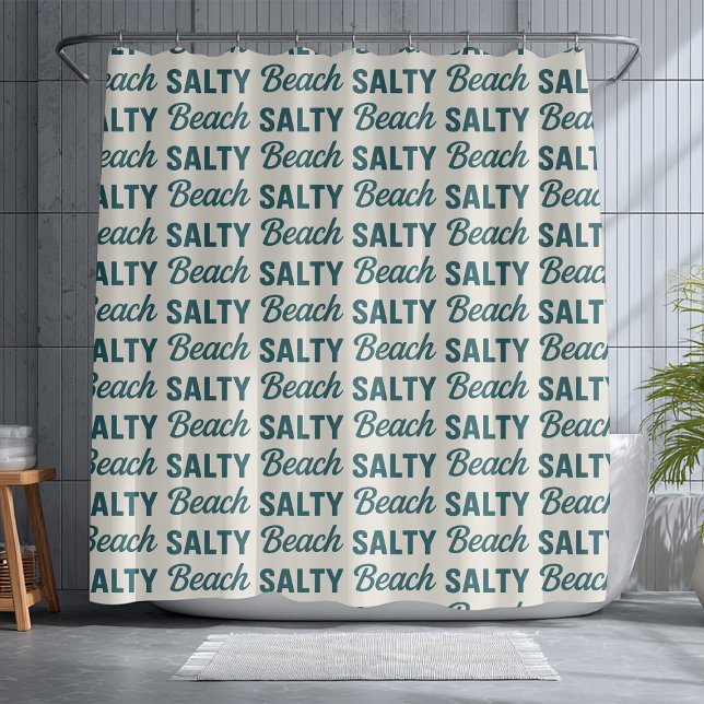 Cortina Para Box Salty Beach Sand & Teal Coastal Life Surf Graphic  (Criador carregado)