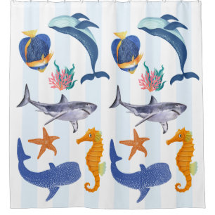 Cortina Para Box Salve nossos mares Crianças de animais marinhos