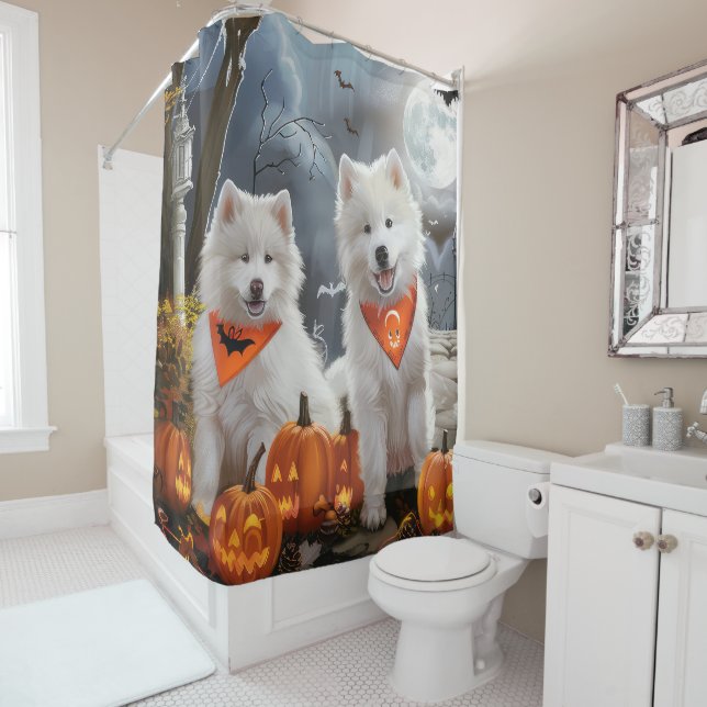 Cortina Para Box Samoyed Halloween Assustador (In Situ)