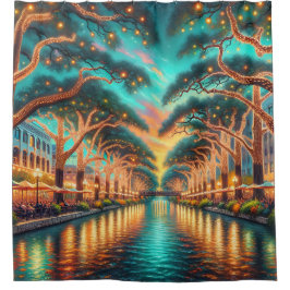 Cortina Para Box "San Antonio Riverwalk: Ambiente de Crepúsculo"