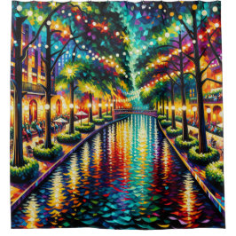 Cortina Para Box "San Antonio Riverwalk: Ambiente de Natal"