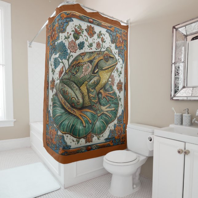 Cortina Para Box Sapo Cloisonne em Folha de Lótus  (In Situ)
