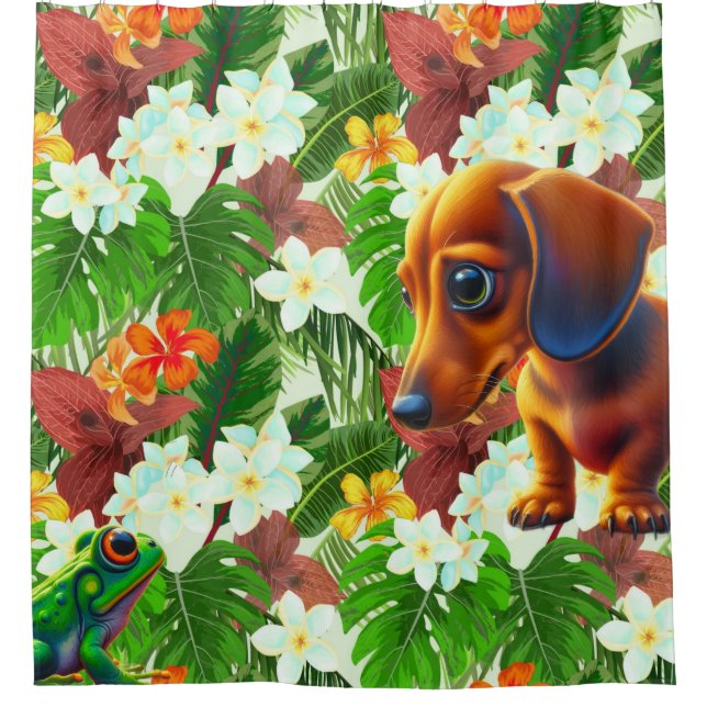 Cortina Para Box Sapo Tropical e Dachshund  (Frente)