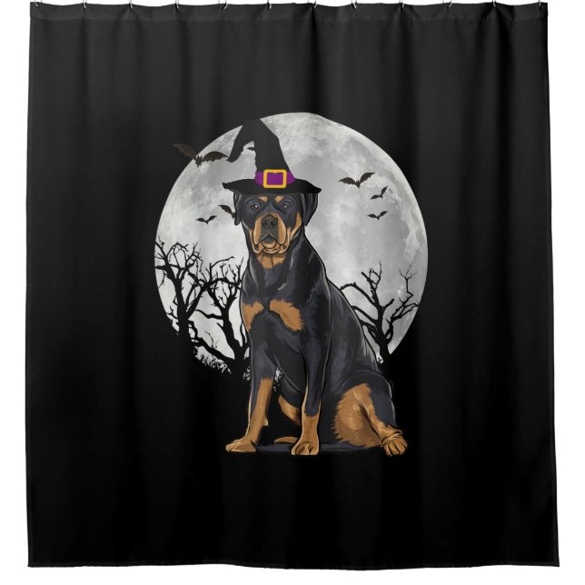 Cortina Para Box Scary Rottweiler Dog Witch Hat Halloween (Frente)
