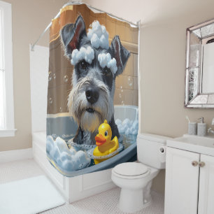 Cortina Para Box Schnauzer Desleixado Sonolento Fofo Engraçado 