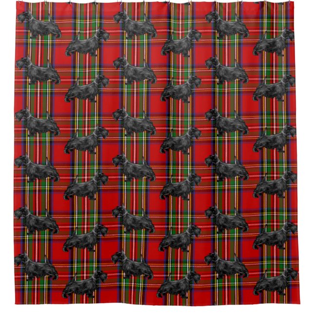 Cortina Para Box Scottie Dog em Red Scottish Tartan (Frente)
