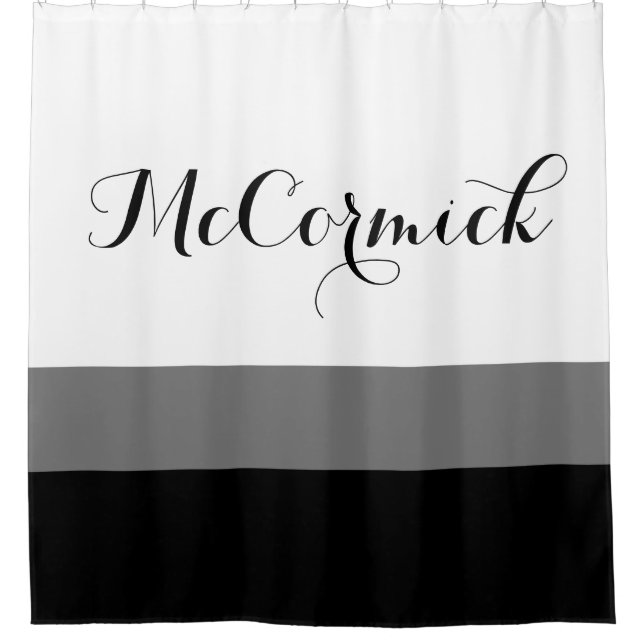 Cortina Para Box Script de Monograma com Cinza Negra Branca Moderna (Frente)
