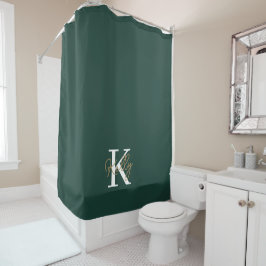 Cortina Para Box Script de Monograma Verde Moderno Emerald