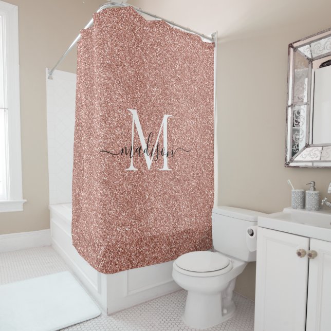 Cortina Para Box Script Monograma do Glitter Glitter Sparkle rosa D (In Situ)