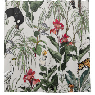 Cortina Para Box Seamless Pattern Hand Drawn Botanical Illustration