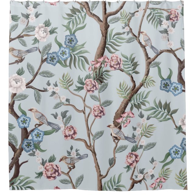 Cortina Para Box Seamless pattern in chinoiserie style with peonies (Frente)