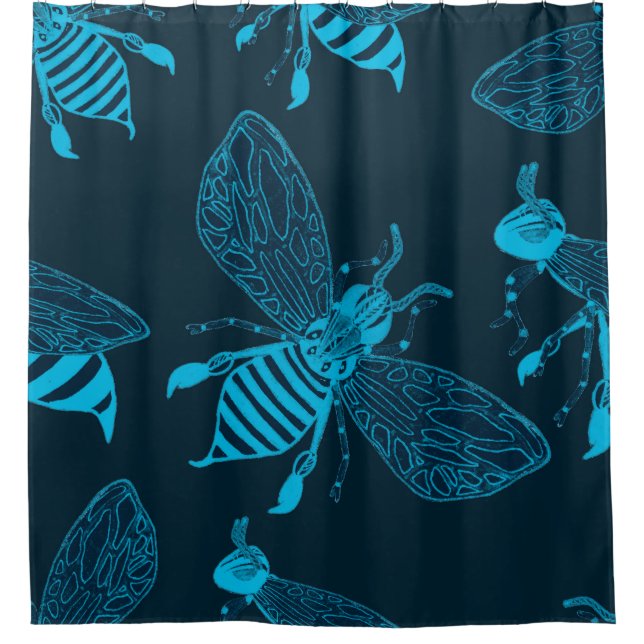 Cortina Para Box Seamless pattern with hand drawn bees. Fashion ill (Frente)