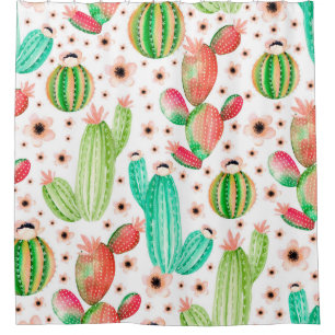 Cortina Para Box Seamless pattern with succulents. Watercolor cactu