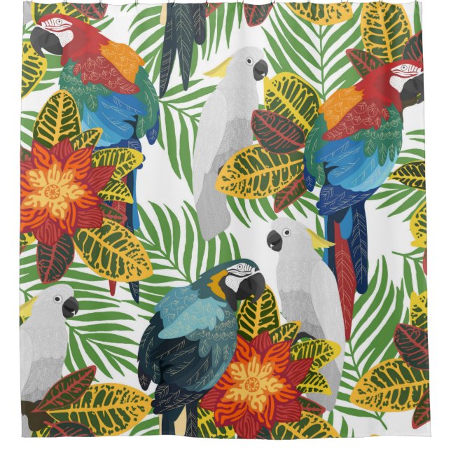 Cortina Para Box Seamless tropical pattern with parrots.  (Frente)