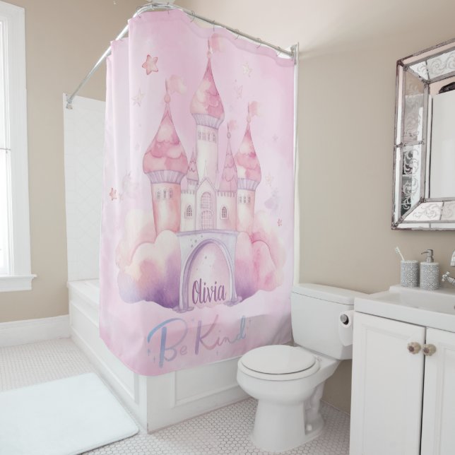 Cortina Para Box Seja gentil no Palácio da Nuvem Rosa personalizáve (In Situ)