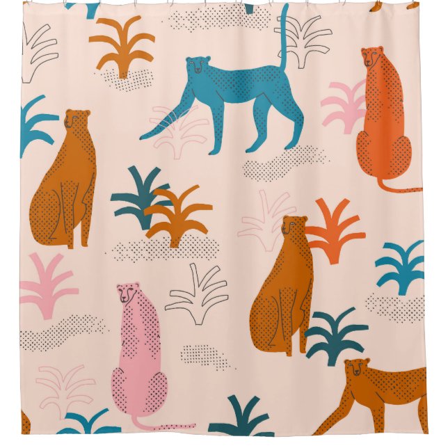 Cortina Para Box Selgle Cheetah: Padrão Tropical Funky. (Frente)