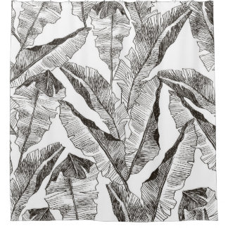 Cortina Para Box Selva Branca Negra: Padrão Vegetal Tropical