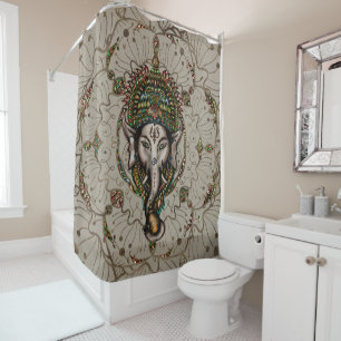 Cortina Para Box Senhor Ganesha - cor em canvas