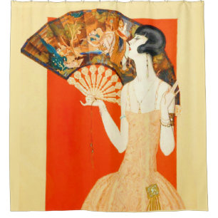 Cortina Para Box senhora do art deco com fã
