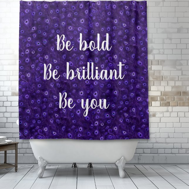 Cortina Para Box Ser Paraíso Púrpura Brancos (Be bold, Be brilliant, Be you.  Purple Peacock Paradise shower curtain.)