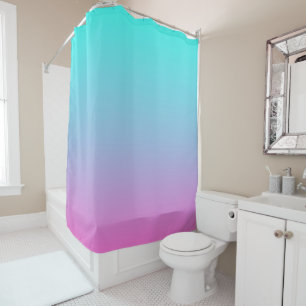 Cortina Para Box Sereia coloração gradiente rosa púrpura aqua ombre