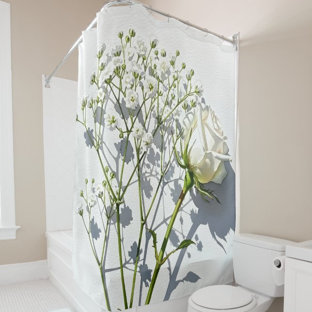 Cortina Para Box Serene White Rose Floral Art (Criador carregado)