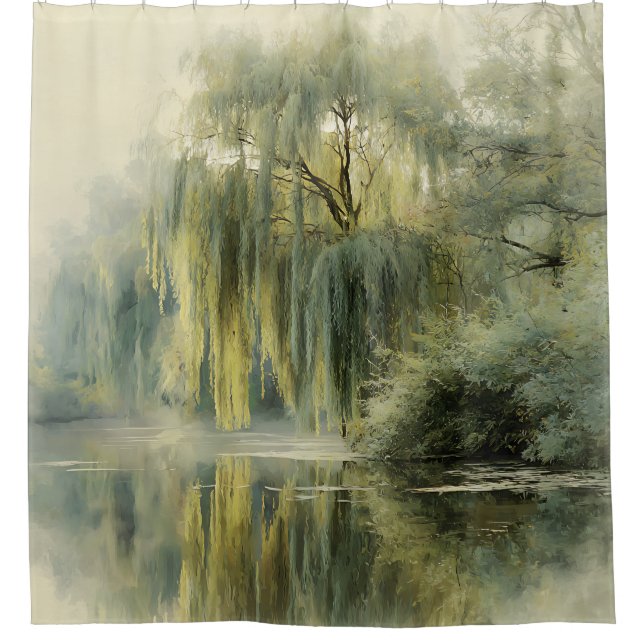 Cortina Para Box Serene Willow Tree Reflection Nature Art (10) (Frente)