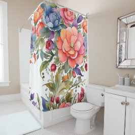 Cortina Para Box Sereno Design de Padrão Floral em Aquarela