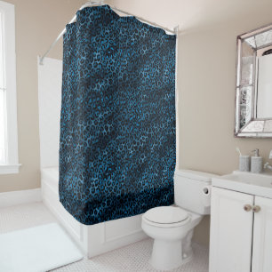 Cortina Para Box Série Blue and Gold Leopard Design 3