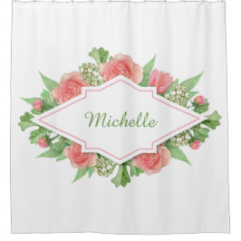 Cortina Para Box Seu nome em uma cortina de chá de Quadro de Flor