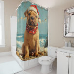 Cortina Para Box Shar Pei Dog Christmas Vintage Beach<br><div class="desc">Traga o calor dos feriados para a costa com esta charmosa design inspirada na vintagem, que apresenta um cão festivo sentado numa praia serena. Com um clássico toque de feriado de tons nostálgicos e vibrações costeiras, esta trabalho de arte captura a magia do Natal pelo mar. Perfeito para espalhar alegria...</div>