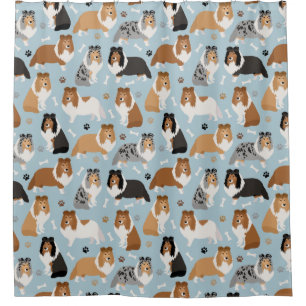 Cortina Para Box Sheltie Dog Bones and Paws