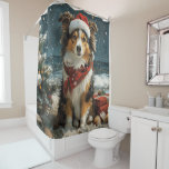 Cortina Para Box Shetland Sheepdog Christmas Vintage Beach<br><div class="desc">Traga o calor dos feriados para a costa com esta charmosa design inspirada na vintagem, que apresenta um cão festivo sentado numa praia serena. Com um clássico toque de feriado de tons nostálgicos e vibrações costeiras, esta trabalho de arte captura a magia do Natal pelo mar. Perfeito para espalhar alegria...</div>