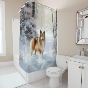 Cortina Para Box Shetland Sheepdog Deixe Nevar Natal