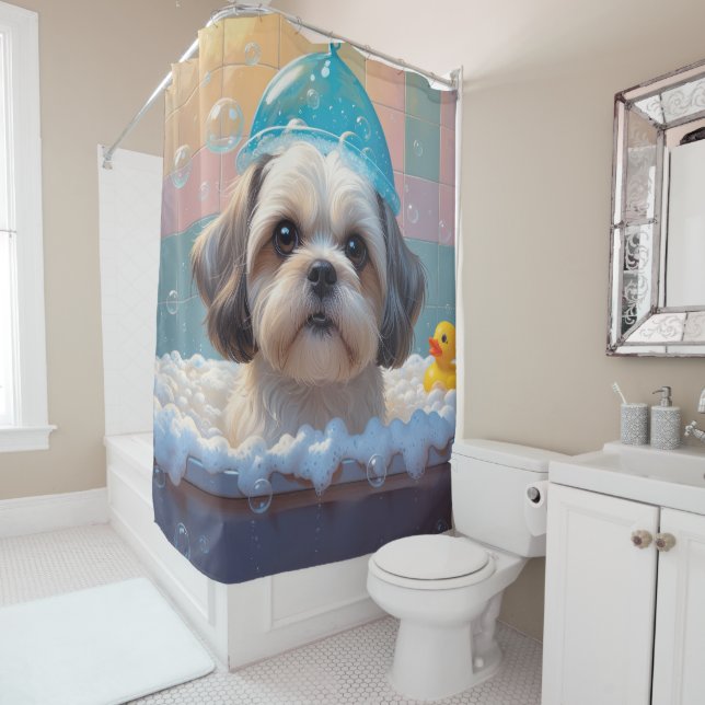 Cortina Para Box Shih Tzu Sloppy Sleepy Cute Engraçado (In Situ)