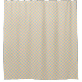Cortina Para Box Shower curtain with blue and yellow plaid pattern 