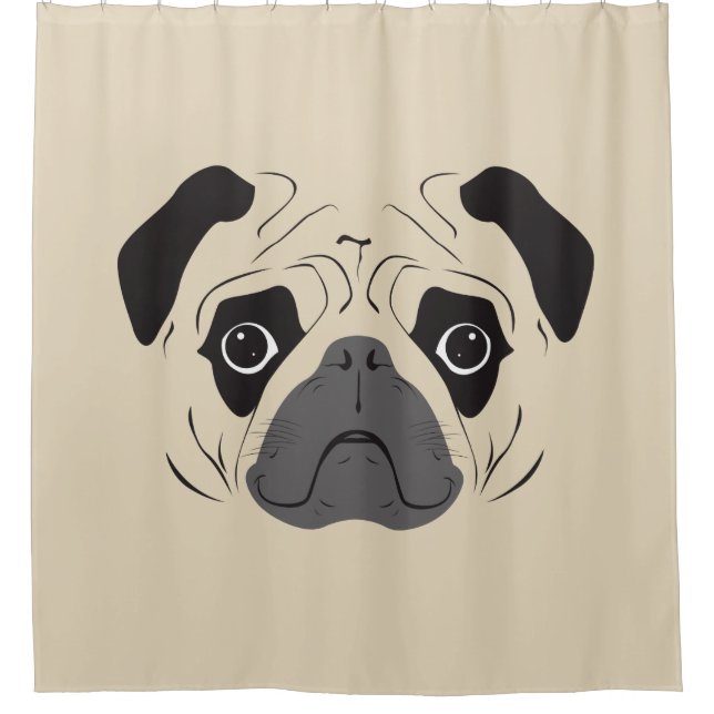Cortina Para Box Silhueta de rosto de Pug (Frente)