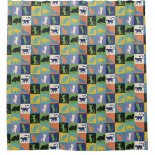 Cortina Para Box Silhuetas de Gato Colorido legal em Quilt Squares