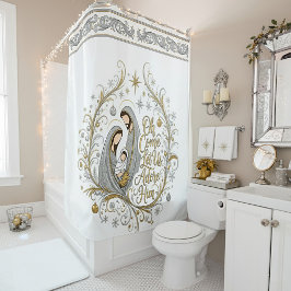 Cortina Para Box Silver and gold nativity Christmas