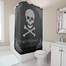 Cortina Para Box Silver Skull e Crossbones Halloween