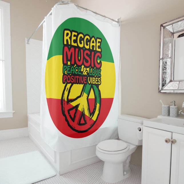Cortina Para Box Símbolo de Reggae e Paz com citações positivas (In Situ)