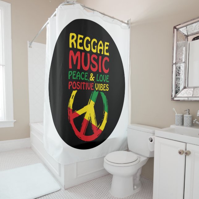 Cortina Para Box Símbolo de Reggae e Paz com citações positivas (In Situ)