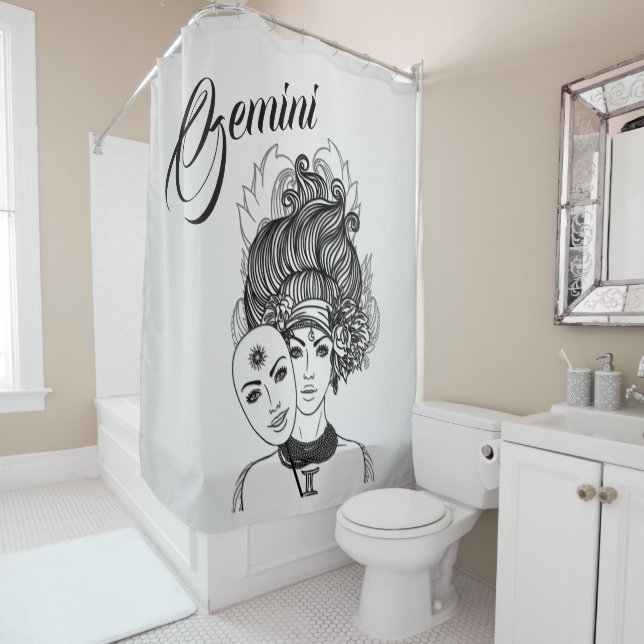 Cortina Para Box Símbolo Gemini Zodiac e Sinal Prata (In Situ)