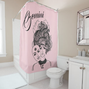 Cortina Para Box Símbolo Gemini Zodiac e Sinal Rosa