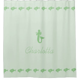 Cortina Para Box Símbolos marítimos verdes da sereia e dos peixes